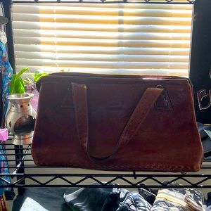 Fossil leather handbag, rich mahogany color